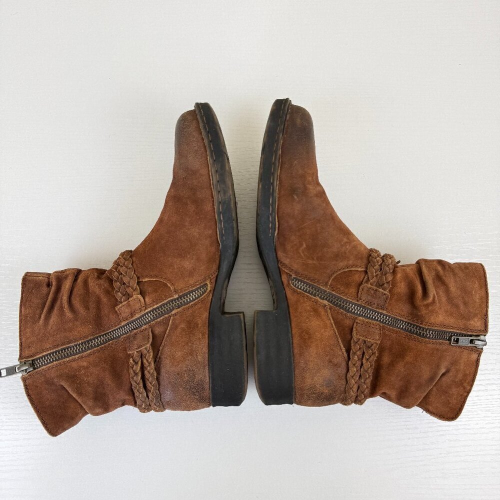 EUC Born Ouvea Distressed Brown Suede Ankle Booties - Picture 5 of 11